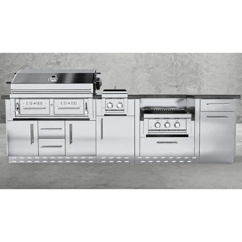 Sunstone DALLAS 9 Foot 11 Inch High Quality Cabinet Island Package with the Largest Gas Hybrid Charcoal Grill – SCPDALLAS