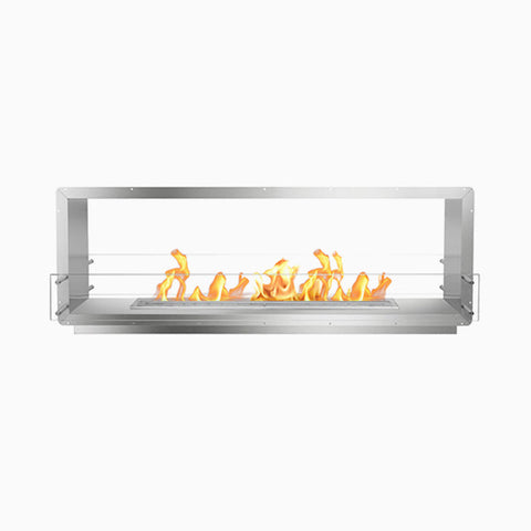 THE BIOFLAME 72" DOUBLE SIDED FIREBOX FB-DS-72-48M-Silver-Spacer