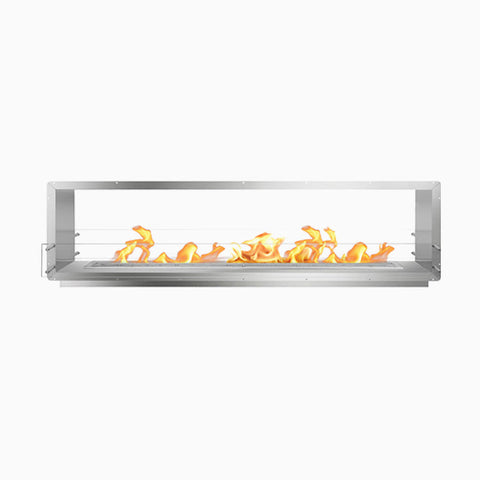 THE BIOFLAME 96" DOUBLE SIDED FIREBOX FB-DS-96-72M-Silver-Spacer